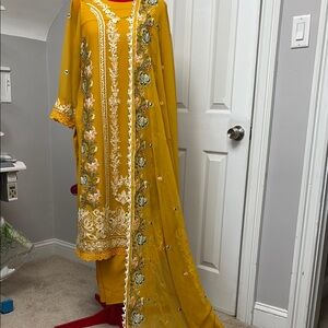 Embroidered Yellow Traditional Outfit